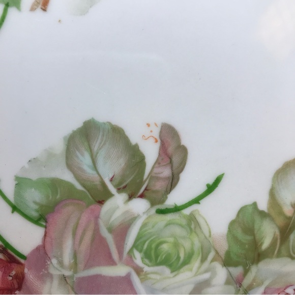 PM Bavaria Transferware Blush Pink White Roses Platter 9.5”x9” EVC - Picture 6 of 12